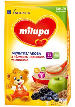 Безмолочная каша Milupa Мультизлаковая с яблоком, черникой и ежевикой для детей от 7 месяцев, 170 г