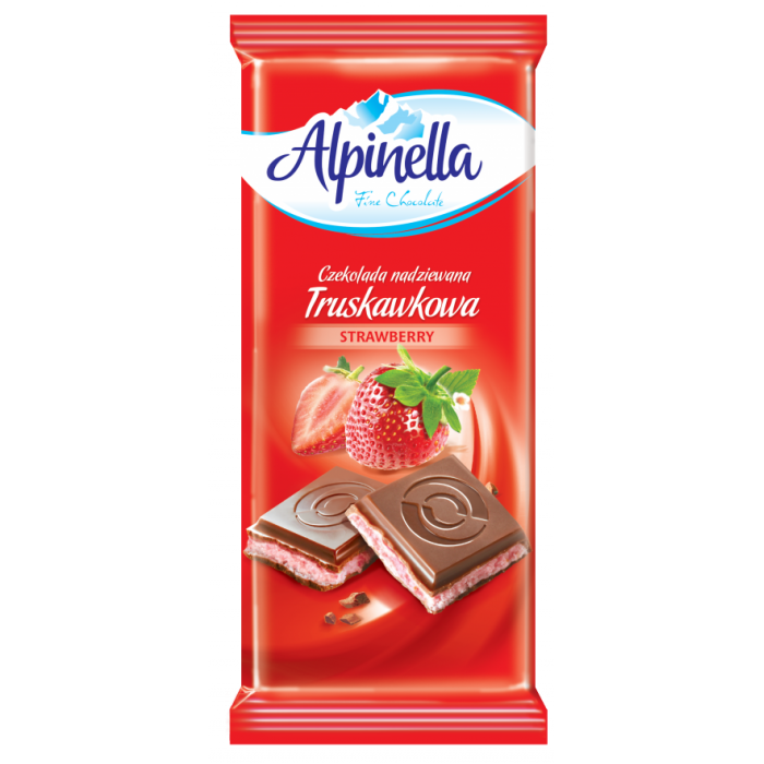 Шоколад Alpinella молочный с клубникой 100 г - 