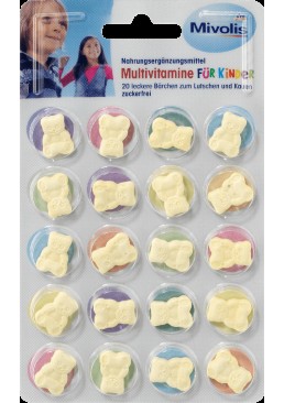 Мультивитамины для детей от 4 до 7 лет Mivolis Multivitamine für Kinder, 20 шт 