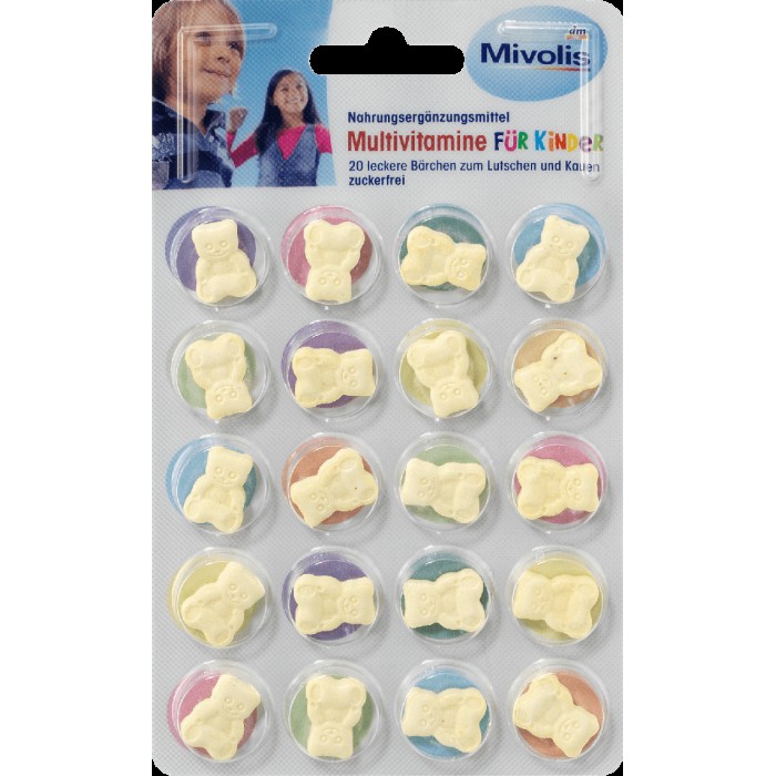 Мультивітаміни для дітей від 4 до 7 років Mivolis Multivitamine für Kinder, 20 шт - 