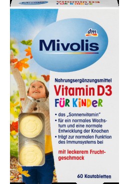 Жевательные витамины для детей Mivolis Vitamin D3, 60 шт