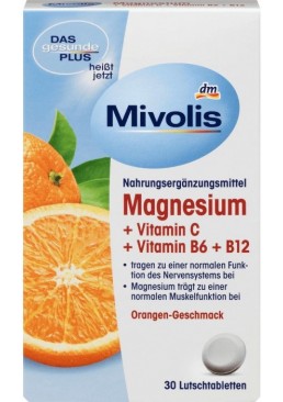Вітамінний комплекс Магній + вітамін C + вітамін B6 + B12 Mivolis пастилки, 30 штук